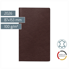 Taschenkalender Mod. Miniplaner d 15 2026 | A6, Leder, weinrot