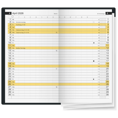 Taschenkalender Mod. Miniplaner d 15 2026 | A6, Kunststoff, schwarz