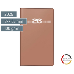 Taschenkalender Mod. Miniplaner d 15 2026 | A6, Kunststoff, caramel