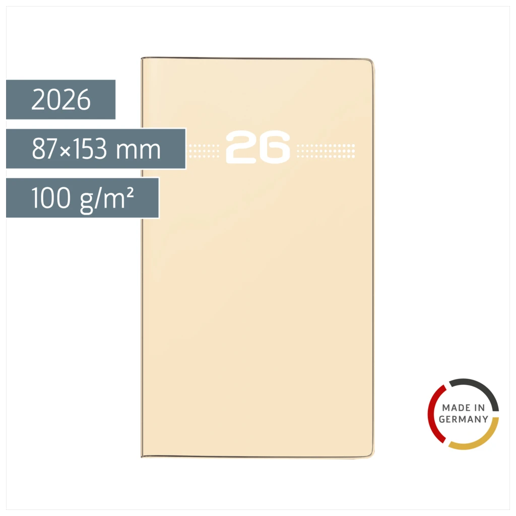 Taschenkalender Mod. Miniplaner d 15 2026 | A6, Kunststoff, sand