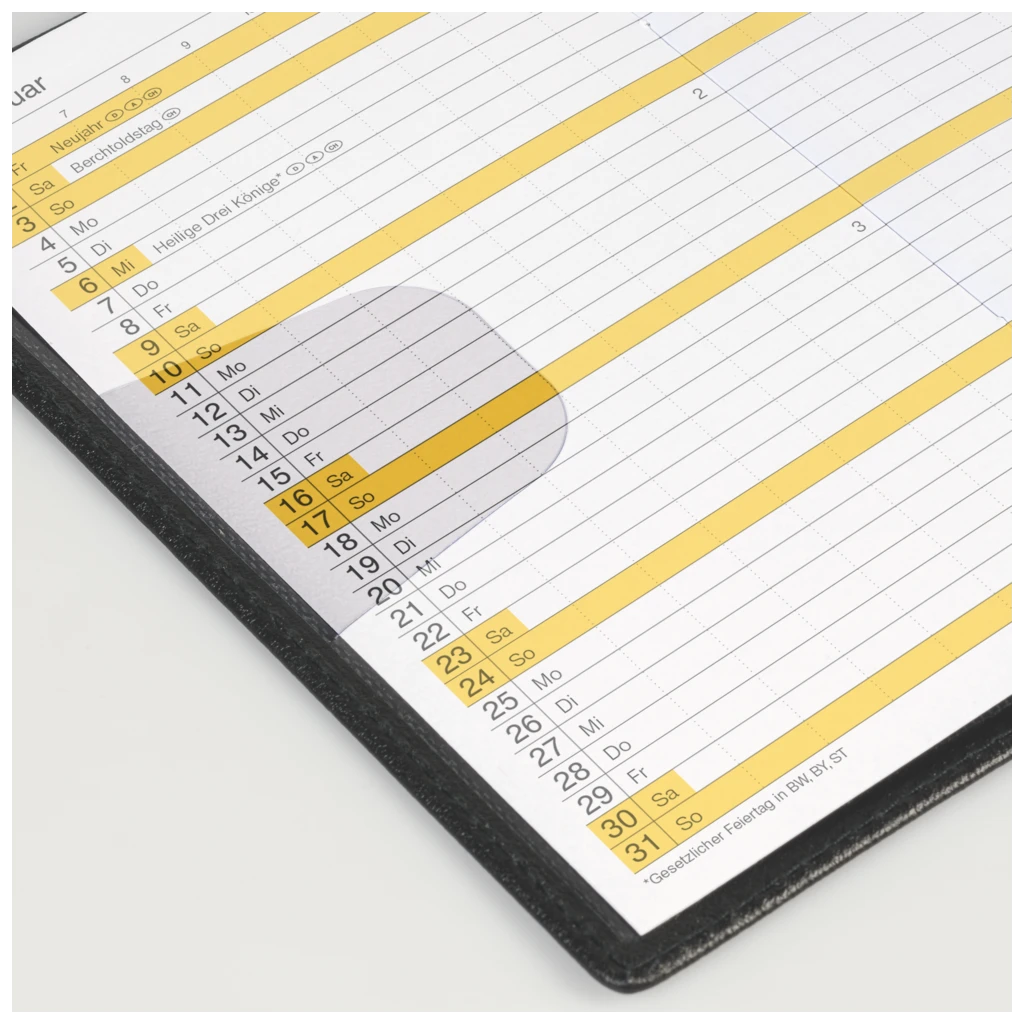 Taschenkalender Mod. Miniplaner d 15 2027 | A6, Kunststoff, schwarz