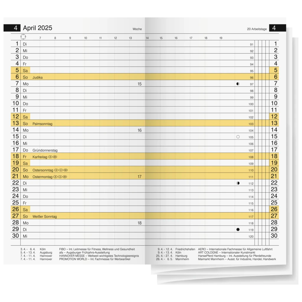 Monats-Ersatzkalendarium Mod. Miniplaner d 15 '25 | 87×153 mm