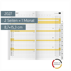 Monats-Ersatzkalendarium Mod. M-Planer 2027 | 8,7×15,3 cm, Karton, weiß