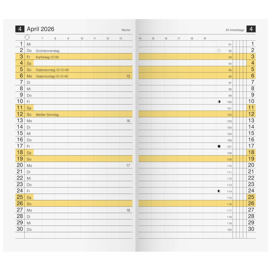 Monats-Ersatzkalendarium Mod. M-Planer 2026 | 87×153 mm, Karton, weiß