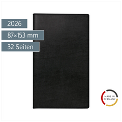 Taschenkalender Mod. M-Planer 2026 | A6, Kunstleder, schwarz