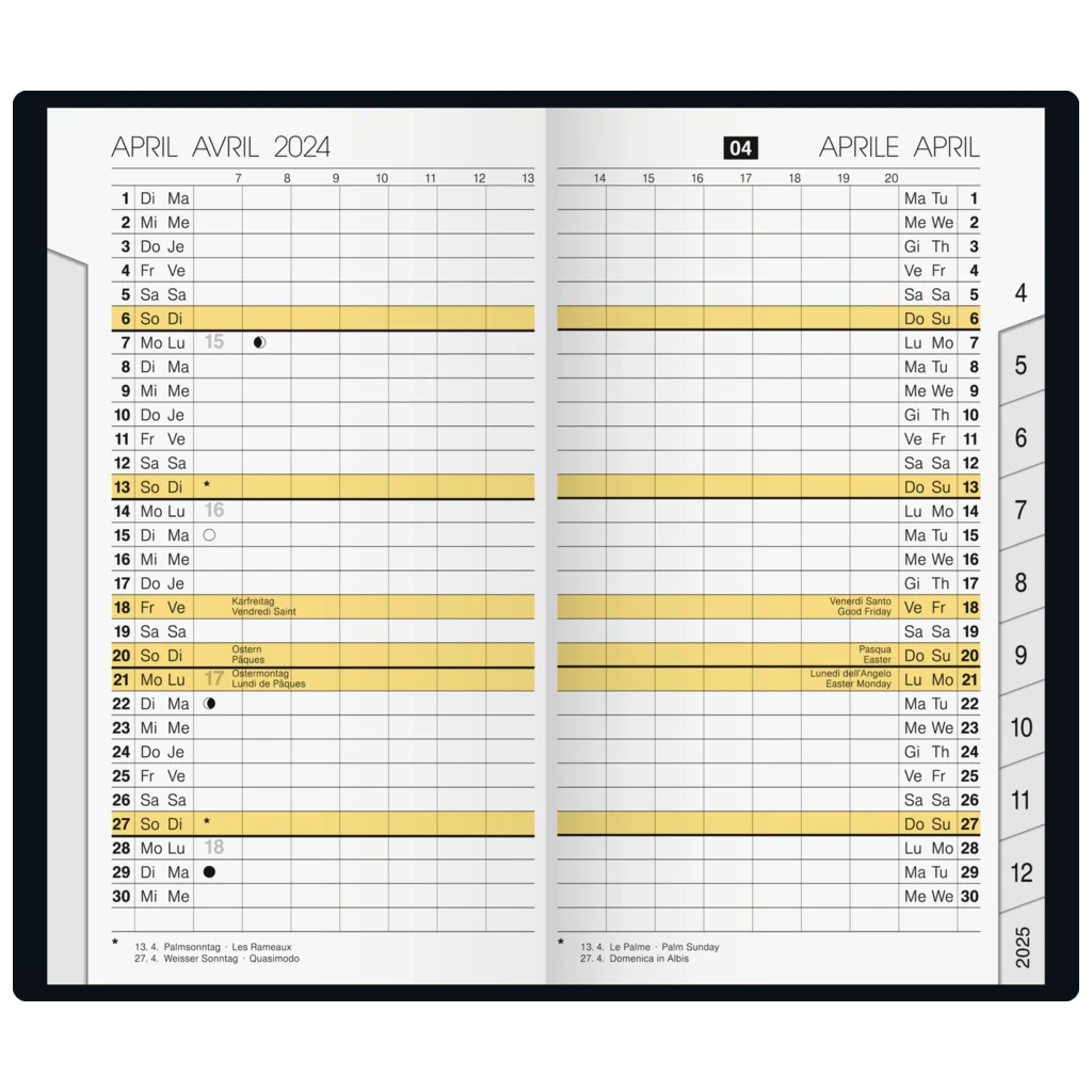 Taschenkalender Mod. M-Planer '25 | A6, Kunststoff, schwarz