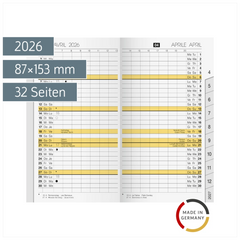 Monats-Ersatzkalendarium Mod. M-Planer 2026 viersprachig | 87×153 mm, Karton, weiß