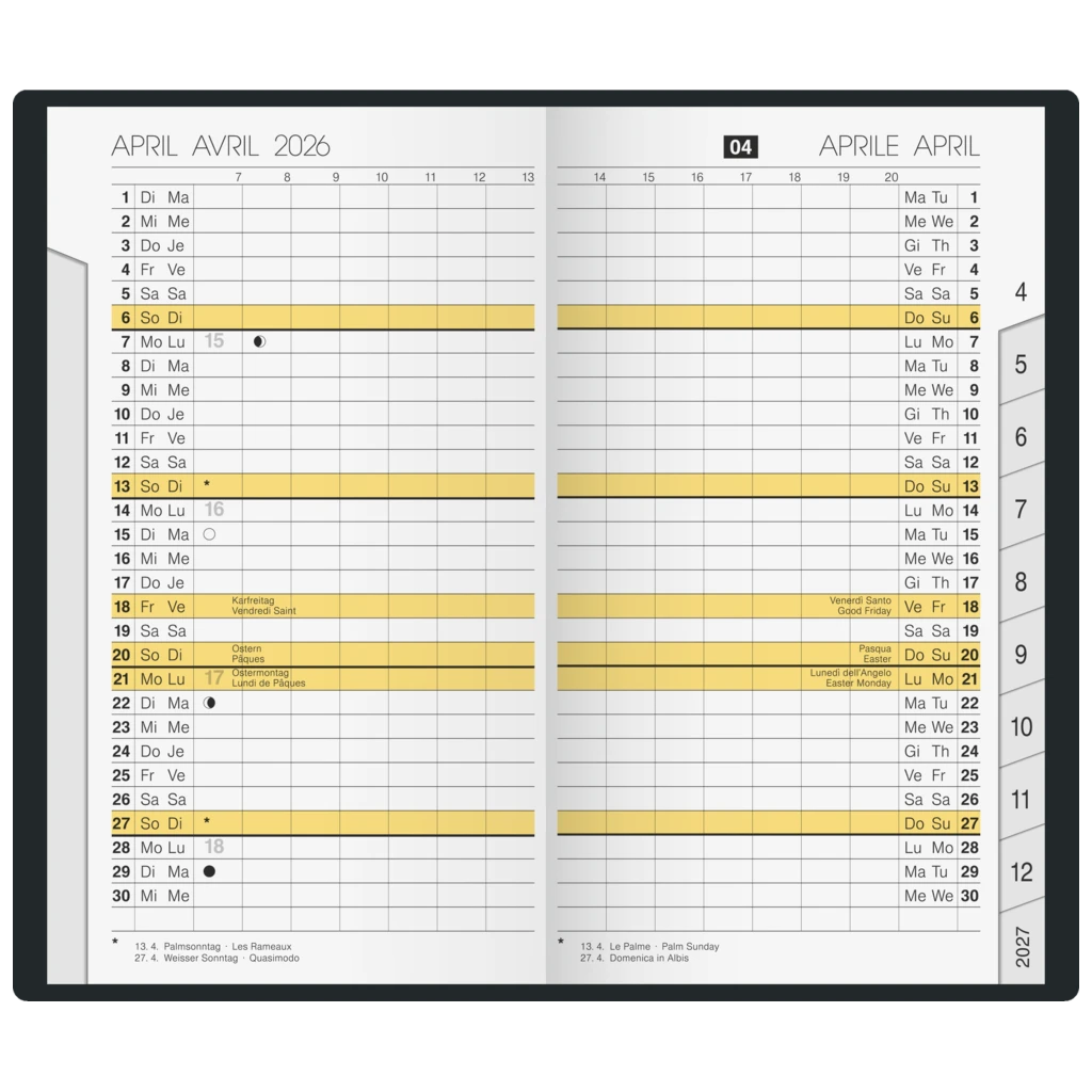 Taschenkalender Mod. M-Planer 2026 | A6, Kunststoff, schwarz