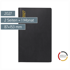 Taschenkalender Mod. M-Planer 2027 | A6, Kunststoff, schwarz