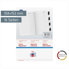 Adress-Registerheft | 104×153 mm, Karton, weiß