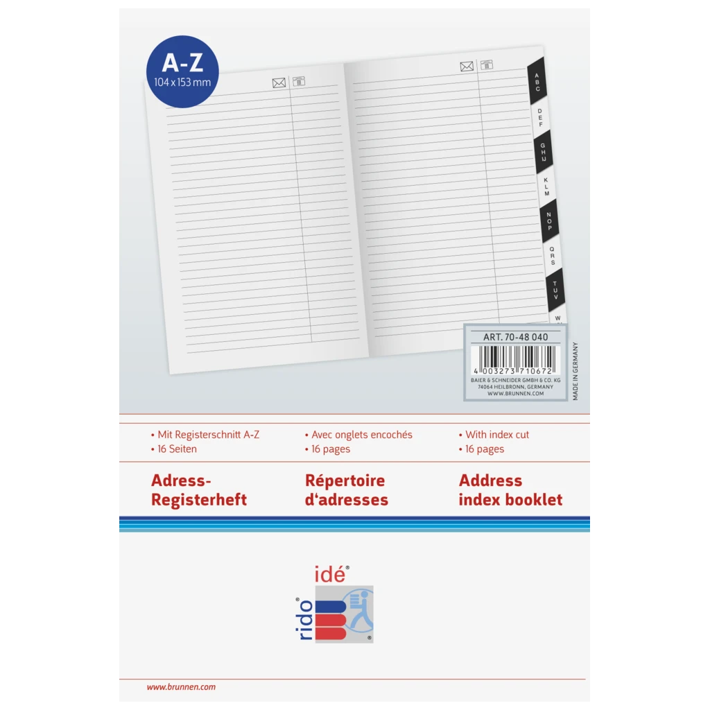 Adress-Registerheft | 104×153 mm, Karton, weiß