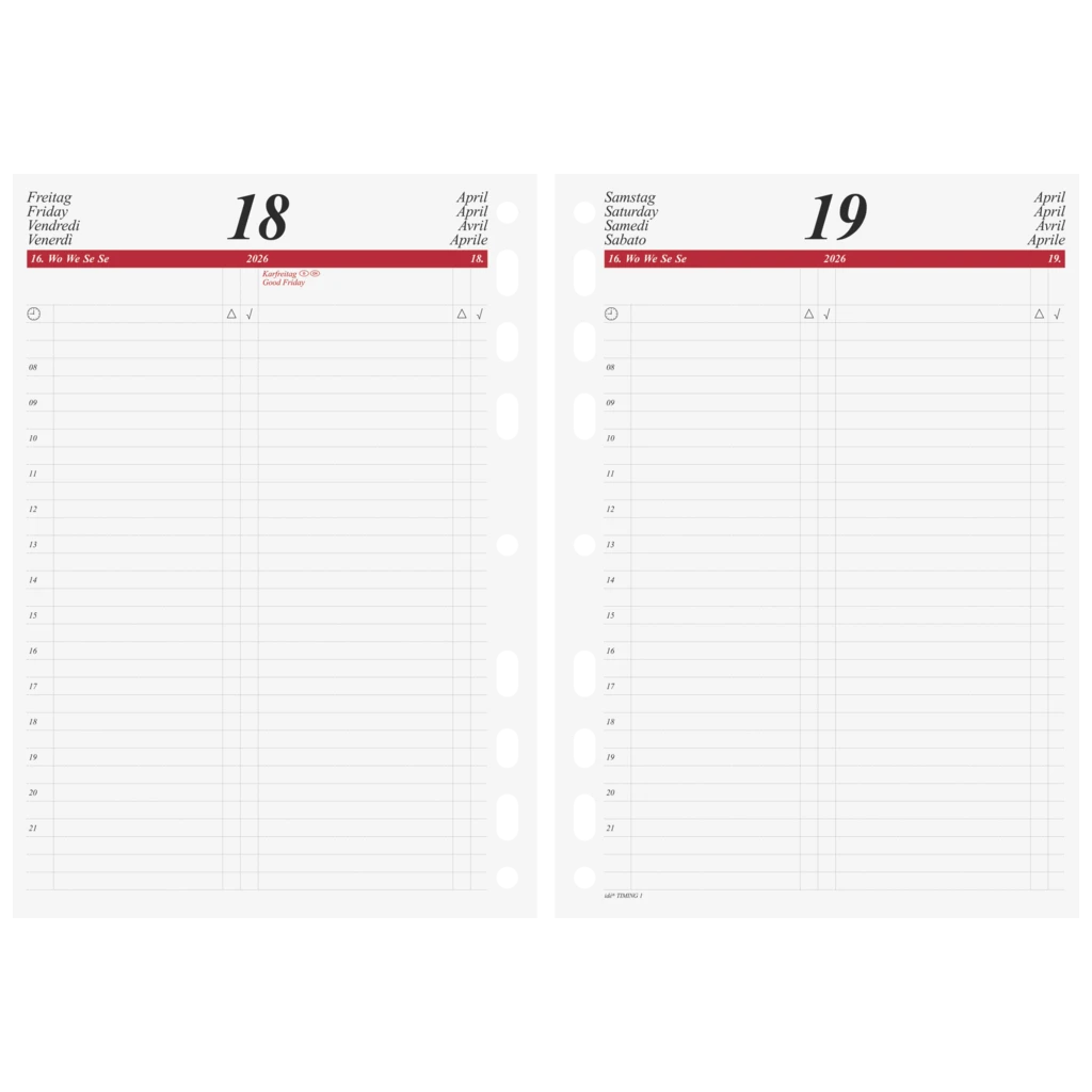 Tageskalendarium Timing 1 2026 | A5