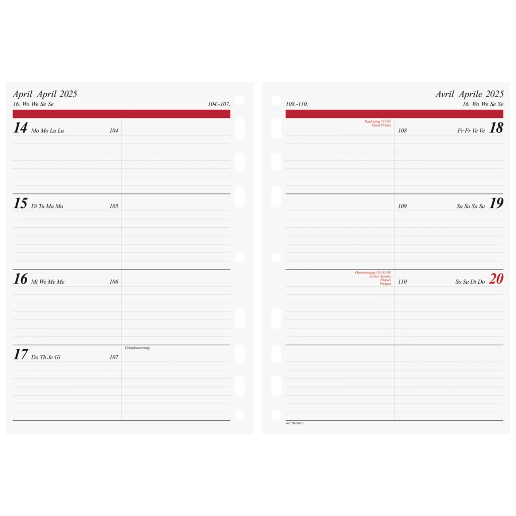 Wochenkalendarium Timing 1 '25 | A5