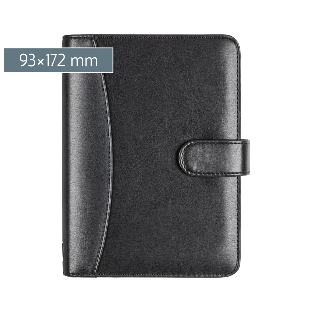 Ringbuch Zeitplansystem Timing 2 | 93×172 mm, Kunstleder, schwarz