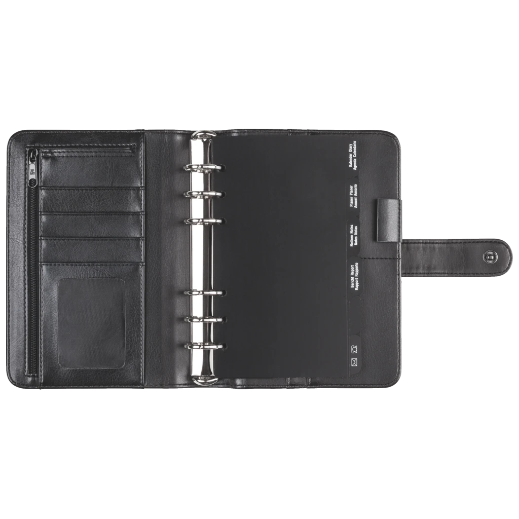 Ringbuch Zeitplansystem Timing 2 | 93×172 mm, Kunstleder, schwarz