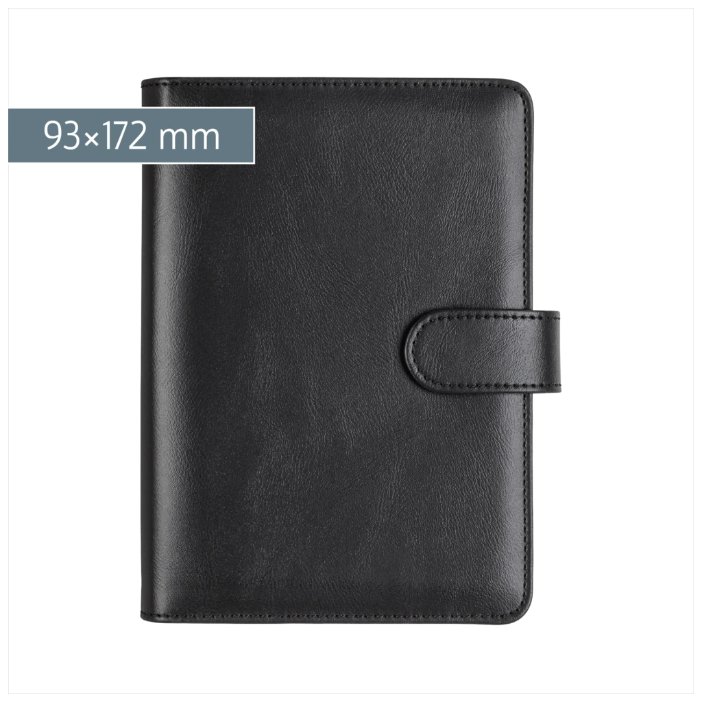 Ringbuch Zeitplansystem Timing 2 | 93×172 mm, Kunstleder, schwarz