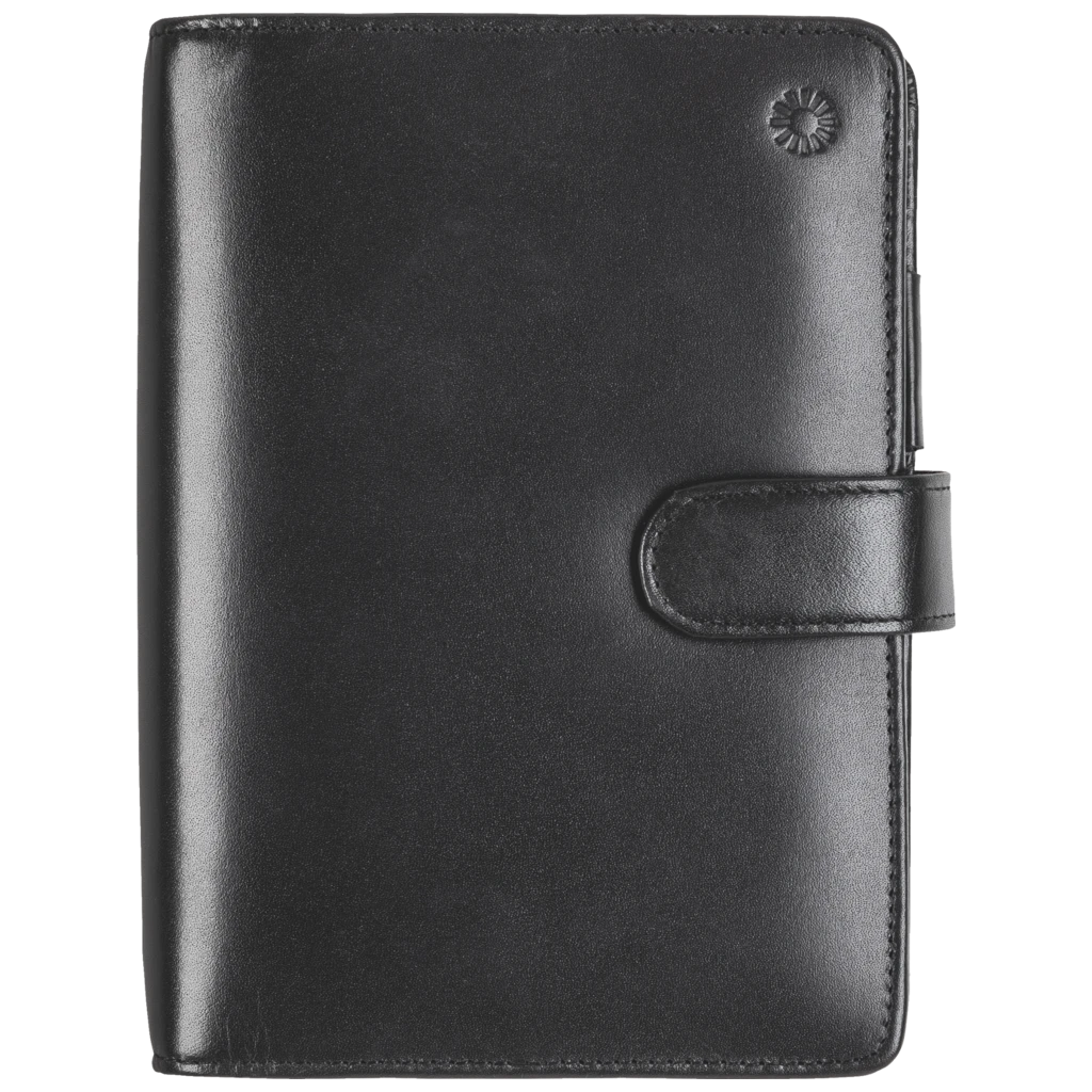 Ringbuch Zeitplansystem Timing 2 | 93×172 mm, Leder, schwarz