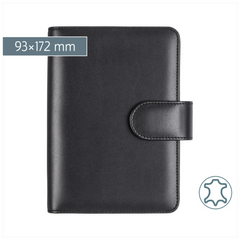 Ringbuch Zeitplansystem Timing 2 | 93×172 mm, Leder, schwarz