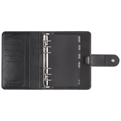 Ringbuch Zeitplansystem Timing 2 | 93×172 mm, Leder, schwarz