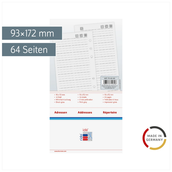 Adressen/Notizen Timing 2 | 93×172 mm