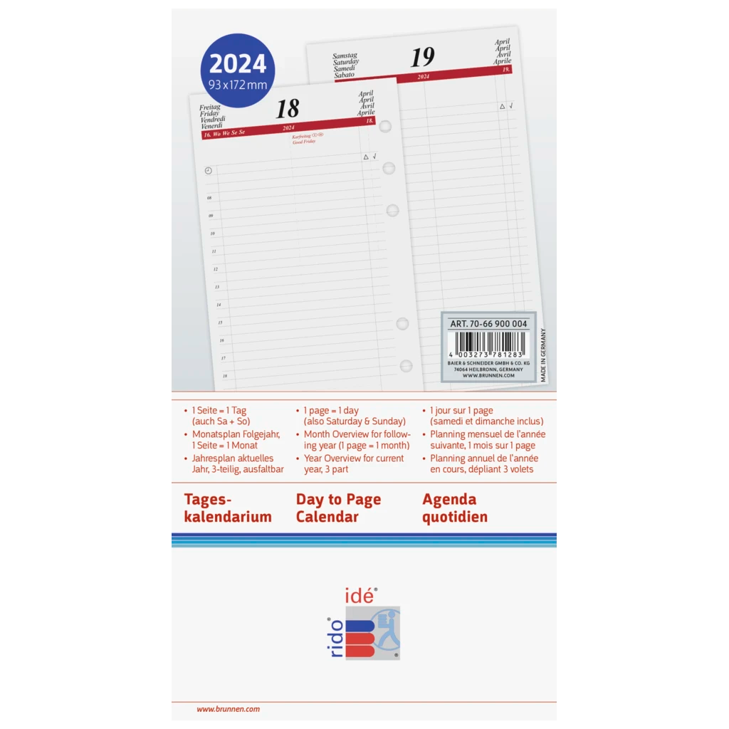 Tageskalendarium Timing 2 '24 | 93×172 mm
