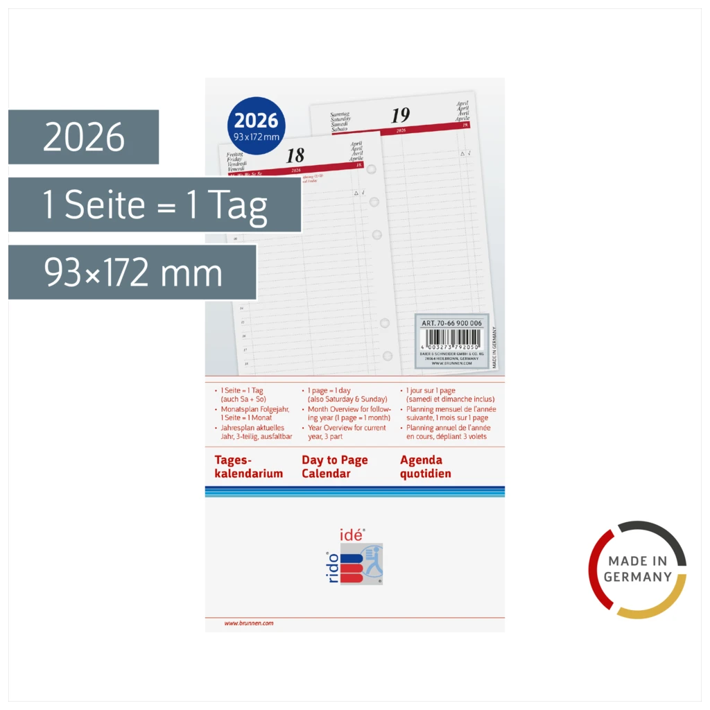 Tageskalendarium Timing 2 2026 | 93×172 mm
