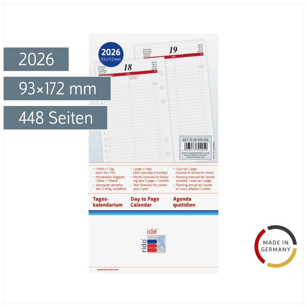 Tageskalendarium Timing 2 2026 | 93×172 mm
