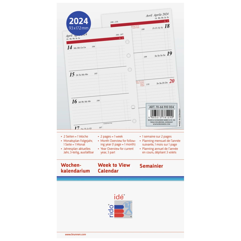 Wochenkalendarium Timing 2 '24 | 93×172 mm