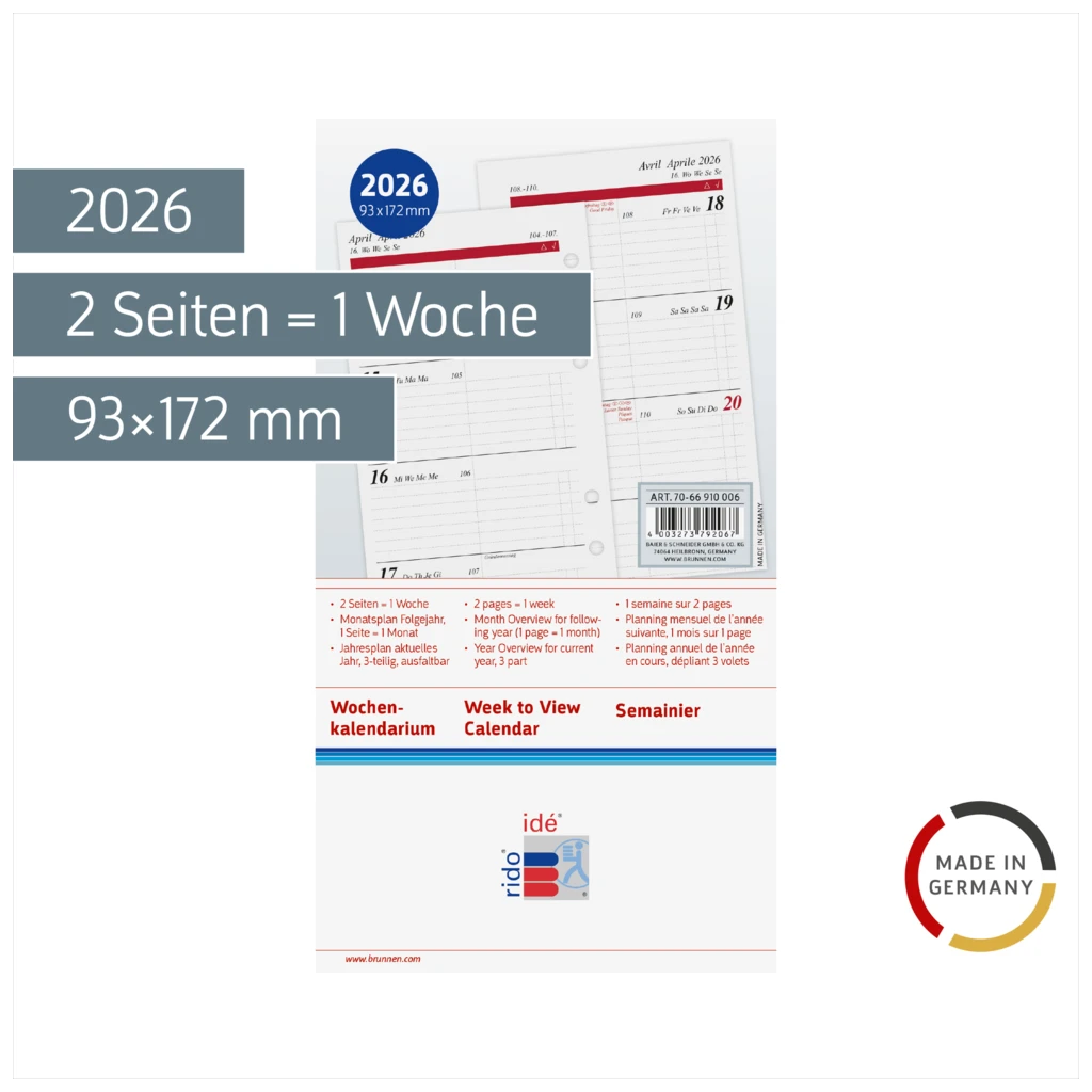 Wochenkalendarium Timing 2 2026 | 93×172 mm