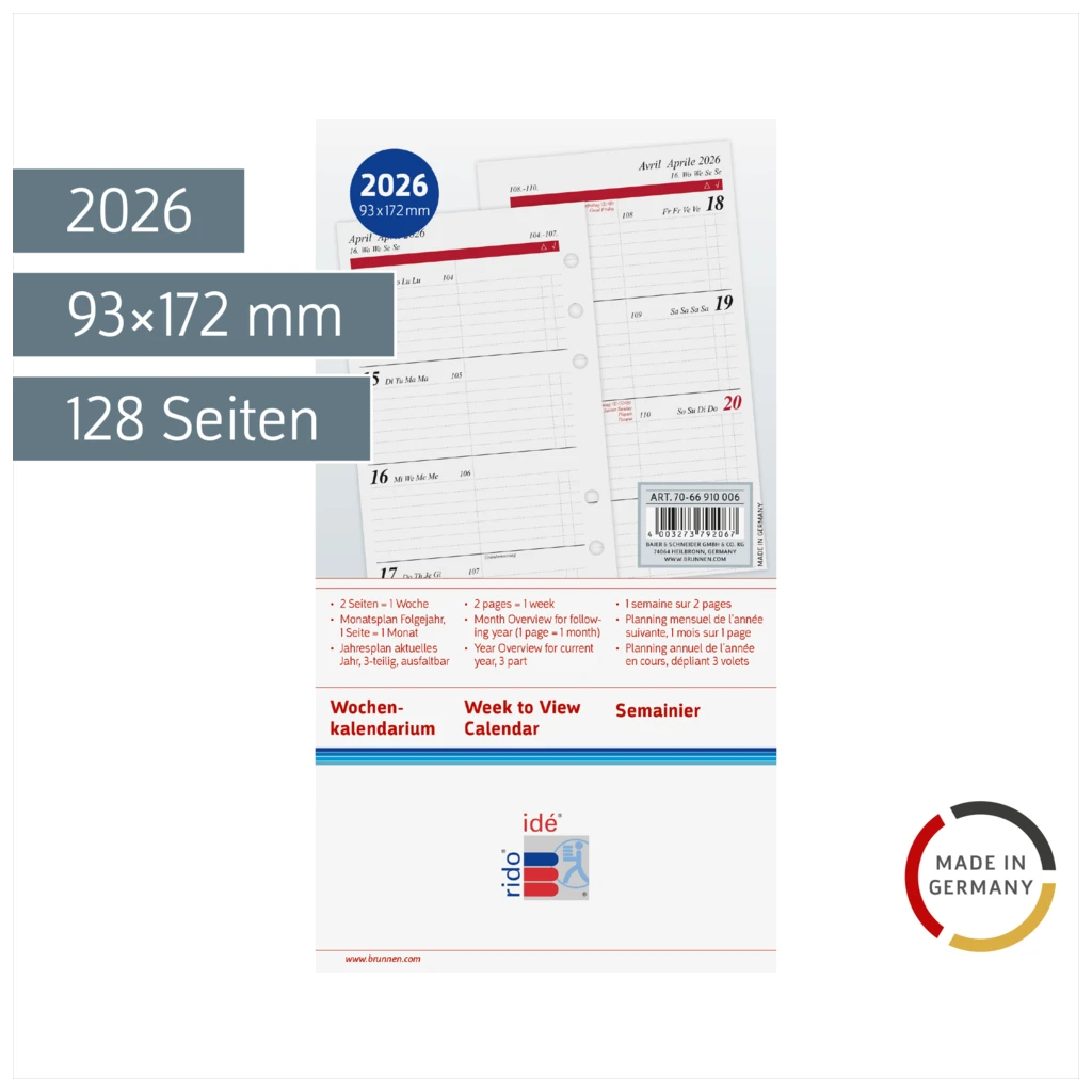 Wochenkalendarium Timing 2 2026 | 93×172 mm