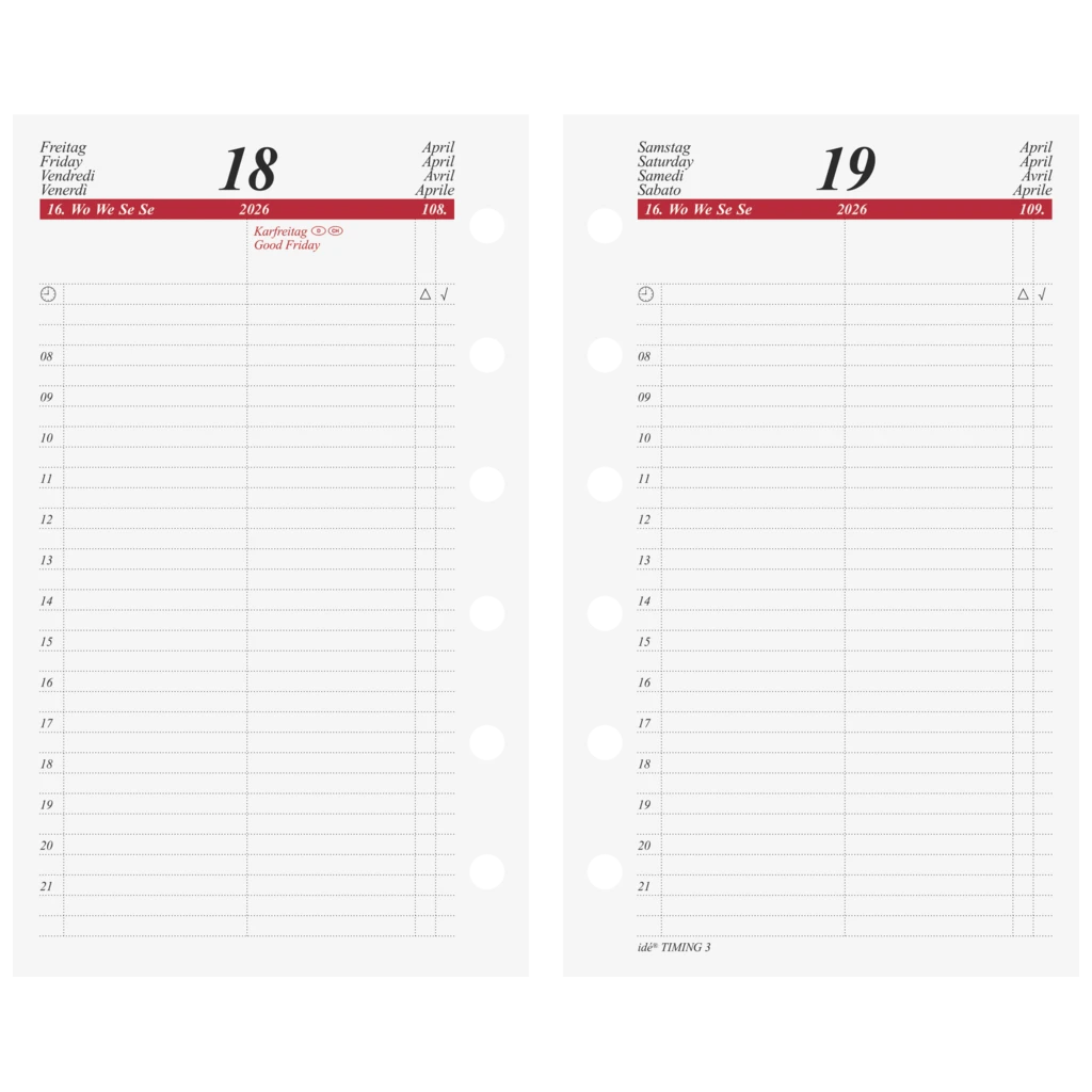 Tageskalendarium Timing 3 2026 | A7