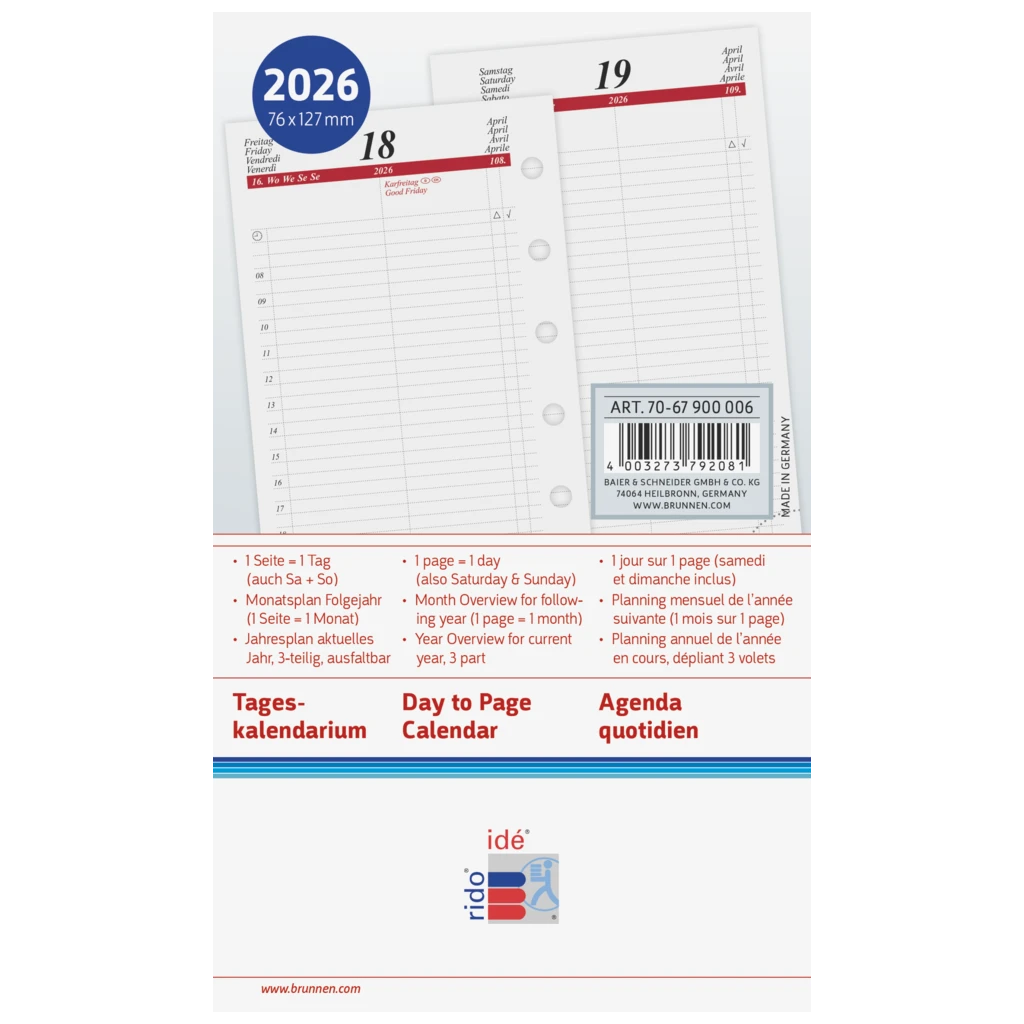 Tageskalendarium Timing 3 2026 | A7