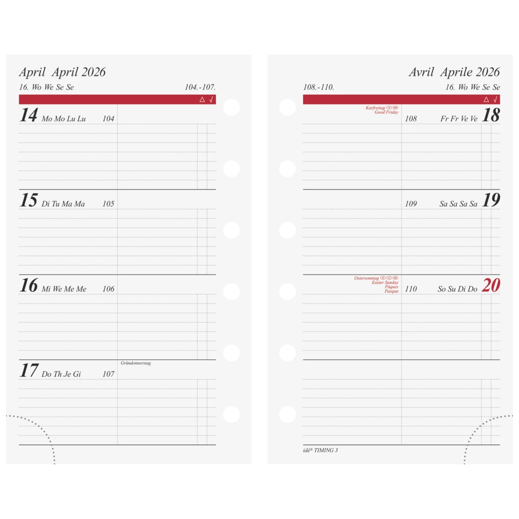 Wochenkalendarium Timing 3 2026 | A7
