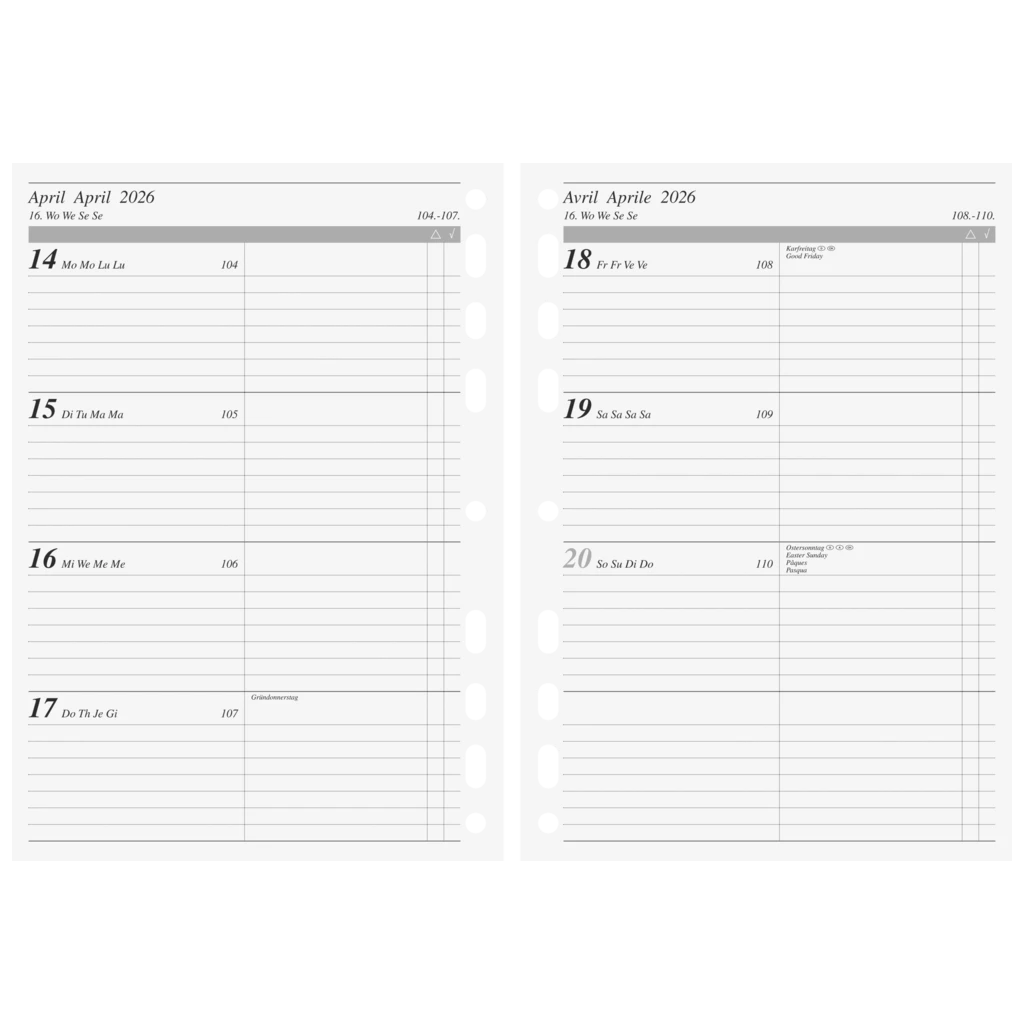 Wochenkalendarium Timeplaner Work 2026 | A5, schwarz