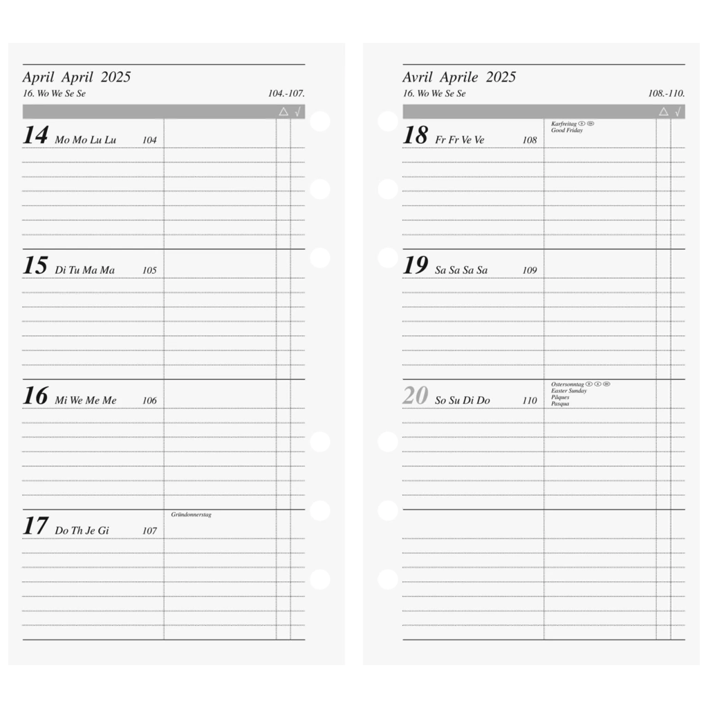 Wochenkalendarium Timeplaner action '25 | 93×172 mm