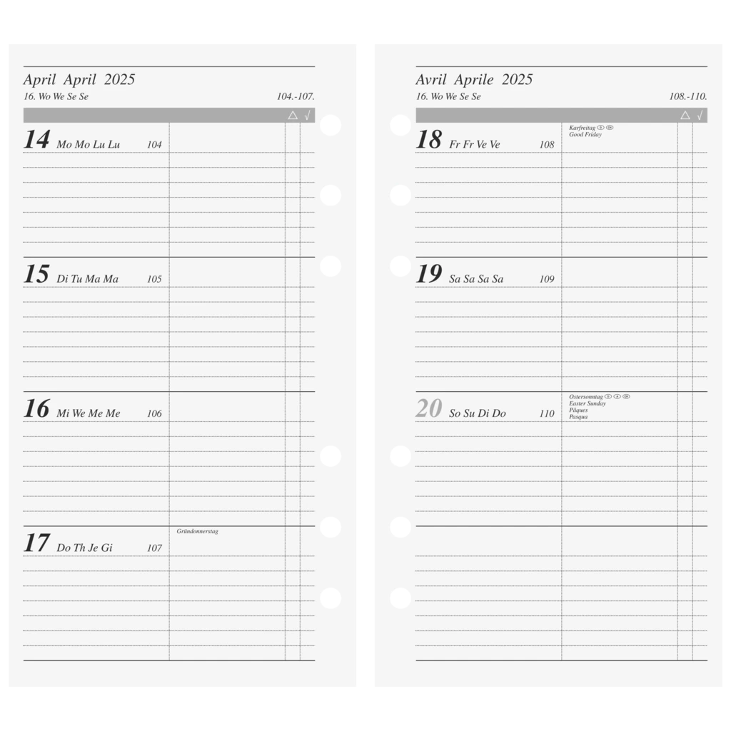 Wochenkalendarium Timeplaner action 2025 | 93×172 mm