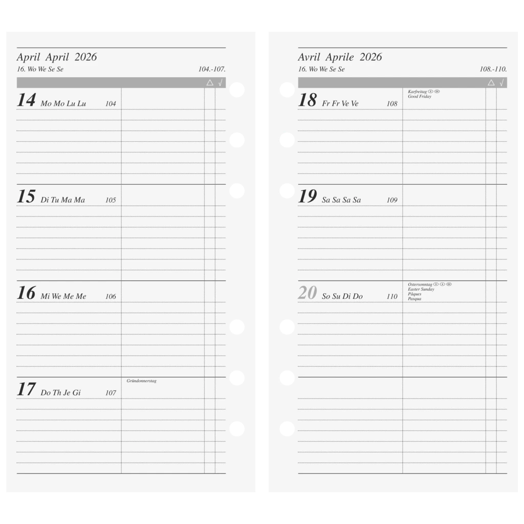 Wochenkalendarium Timeplaner action 2026 | 93×172 mm