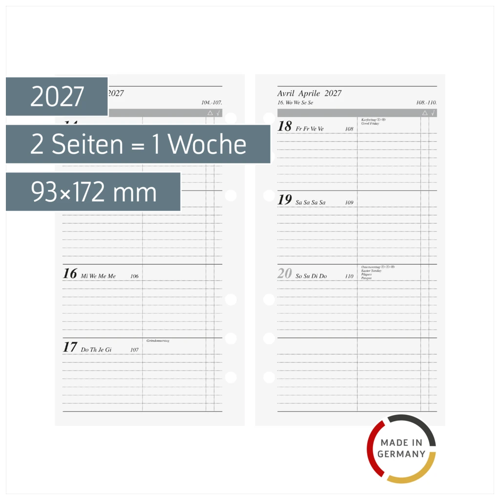 Wochenkalendarium Timeplaner action 2027 | 93×172 mm