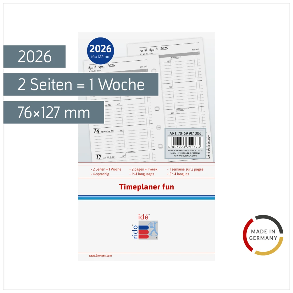 Wochenkalendarium Timeplaner fun 2026 | A7