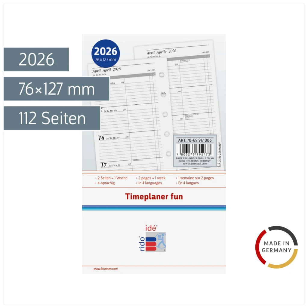 Wochenkalendarium Timeplaner fun 2026 | A7