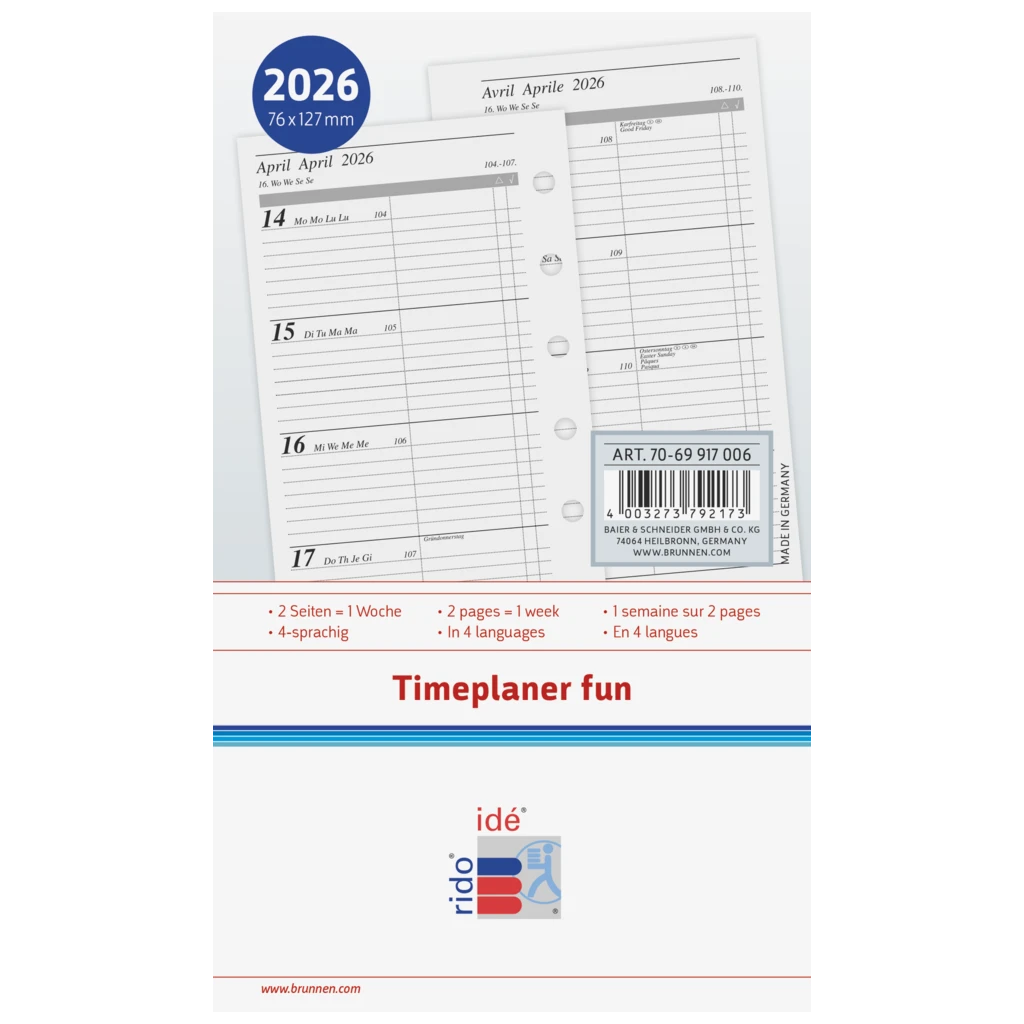 Wochenkalendarium Timeplaner fun 2026 | A7