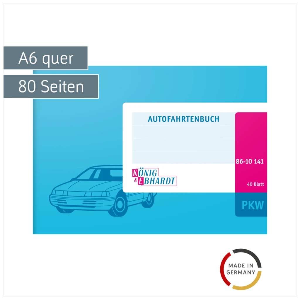 Fahrtenbuch | A6 quer, 80 Seiten, Karton, magenta/hellblau