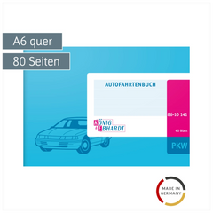 Fahrtenbuch | A6 quer, 80 Seiten, Karton, magenta/hellblau
