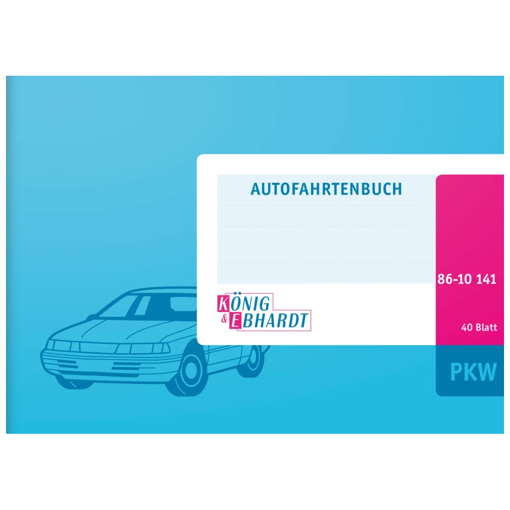 Fahrtenbuch | A6 quer, 80 Seiten, Karton, magenta/hellblau