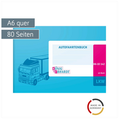 Fahrtenbuch „für LKW“ | A6 quer, 80 Seiten, Karton, magenta/hellblau