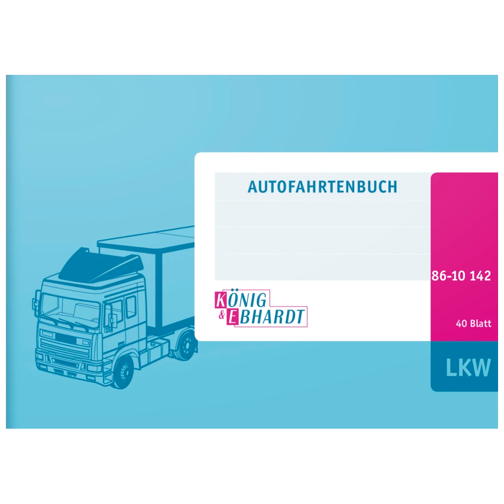 Fahrtenbuch „für LKW“ | A6 quer, 80 Seiten, Karton, magenta/hellblau