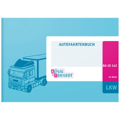 Fahrtenbuch „für LKW“ | A6 quer, 80 Seiten, Karton, magenta/hellblau