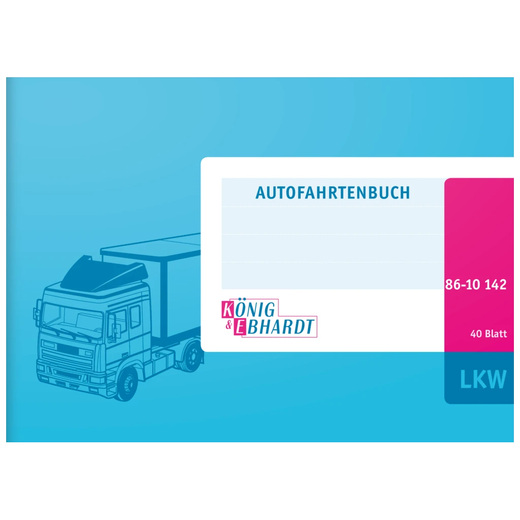 Fahrtenbuch „für LKW“ | A6 quer, 80 Seiten, Karton, magenta/hellblau