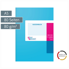 Kassenbuch | A5, 80 Seiten, Karton, magenta/hellblau