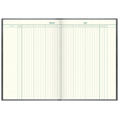 Monatsbuch | A4, 192 Seiten, Kunststoff, grau